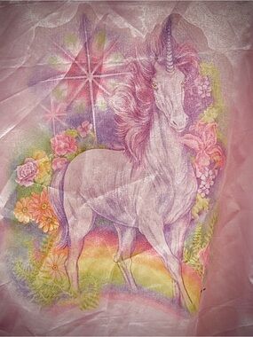 Vintage 80s airbrush style satin unicorn bomber jacket 4XL